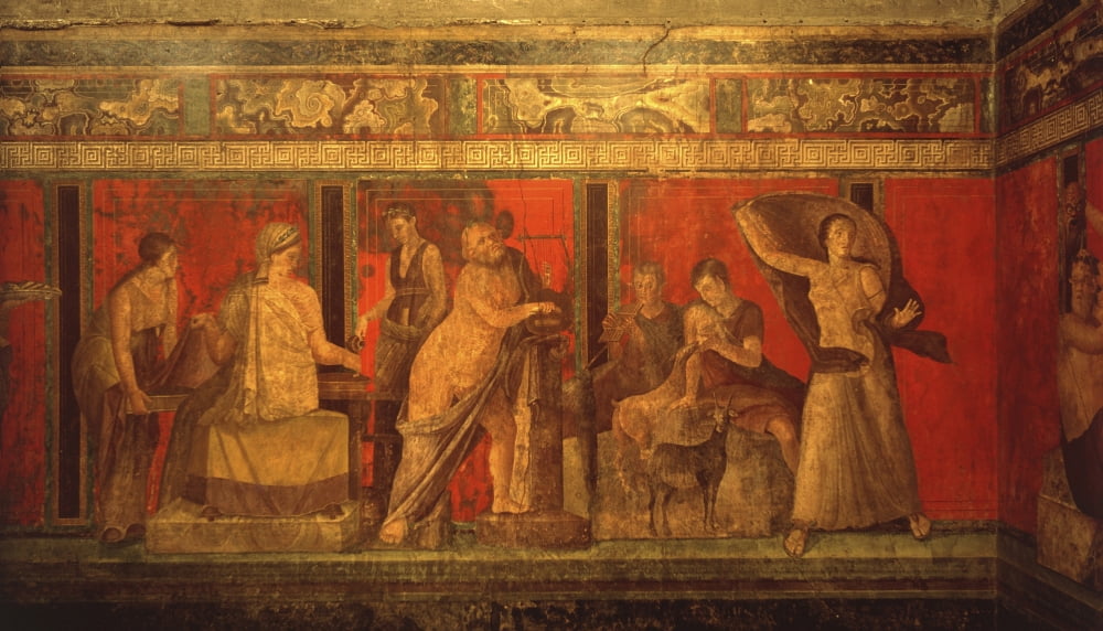 Paintings Of The Villa Of The Mysteries In Pompei Canvas Art - (24 x 18)