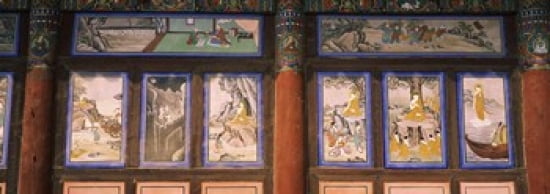 Paintings in a Buddhist temple Kayasan Mountains Haeinsa Temple Gyeongsang Province South Korea Canvas Art - Panoramic Images (36 x 13)