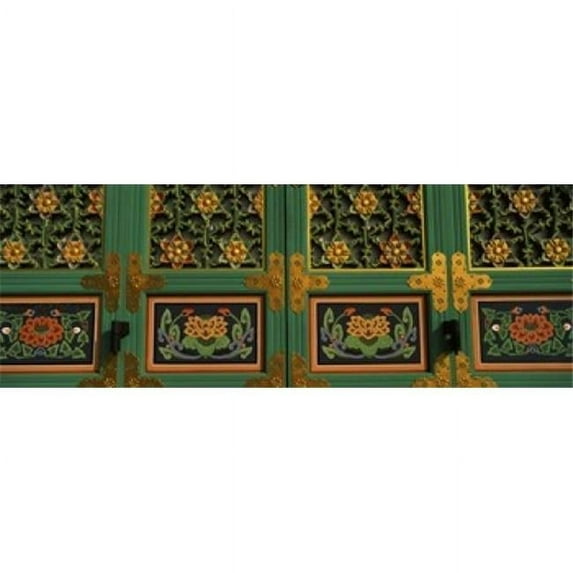 Paintings on the door of a Buddhist temple Kayasan Mountains Haeinsa Temple Gyeongsang Province South Korea Poster Print by - 36 x 12