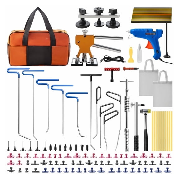 Paintless Dent Removal Kit - 89 PCS Car Dent Puller Tools, Auto Body Repair Kit with Golden Lifter, Glue Puller Tabs, for Hail & Door Dings - Pro Dent Repair Tools