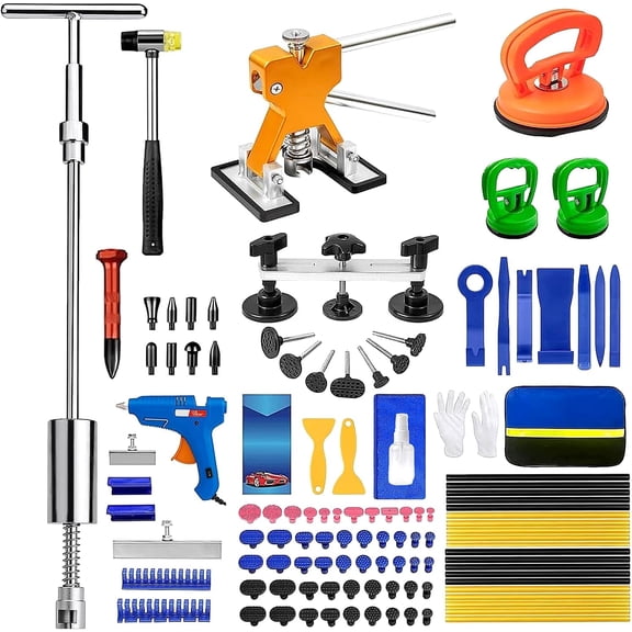 Paintless Dent Removal Kit for Dent Repair, Car Dent Repair Kit with T-Bar, Bridge Puller, Golden Lifter, Car Dent Remover for Car Refrigerator Door Ding Repair