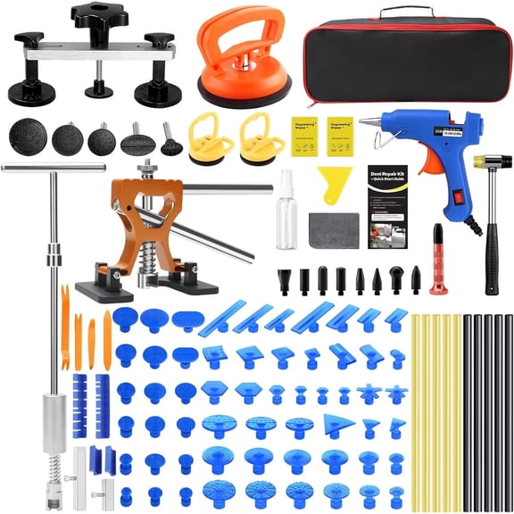 Paintless Dent Repair Kit, Dent Puller kit,Dent with Metal Dent Lifter, Bridge Puller, Slide Hammer T-Bar, PDR Kit for Dent Repair, Auto Dent Puller, Hail Removal