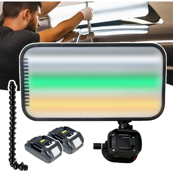 Paintless Dent Repair LED Lamp Board,Car Dent Repair Light, with 2battery&45cm Suction Cup Mount,Stripe Reflector Board - 9 Color Combination-Brightness Adjustable,Car Dent Finding