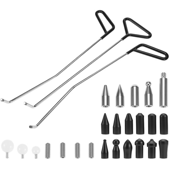 Paintless Dent Repair Tools 23 count PDR Rods Kit with 20 Interchangeable Heads for Auto Hail Repair and Door Dings Heavy Duty Stainless Steel Set for Sheet Metal Processing