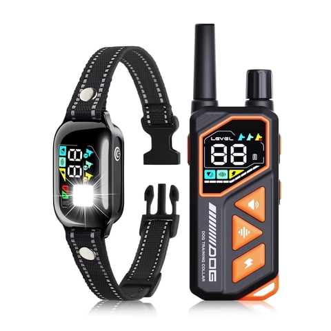 Paipaitek 2 in 1 Dog Shock Collar with Remote 2 Dogs, 3300Ft Dog Training Collar with 4 Modes, IPX7 Waterproof Bark Collar for Small to Large Dogs with Flashlight