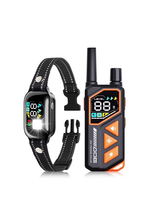 2 in 1 Dog Shock Collar with Remote 2 Dogs, 3300Ft Dog Training Collar with 4 Modes, IPX7 Waterproof Bark Collar for Small to Large Dogs with Flashlight