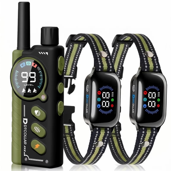 Paipaitek Dog Training Collar with Remote,2-in-1 Dog Shock Collar & Auto Bark Collar,3300FT Range,Waterproof Shock Collar for Small Medium Large Dogs,Green,For 2 Dogs