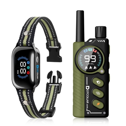 Paipaitek Dog Training Collar with Remote,2-in-1 Dog Shock Collar & Auto Bark Collar,3300FT Range,Waterproof Shock Collar for Small Medium Large Dogs,Green