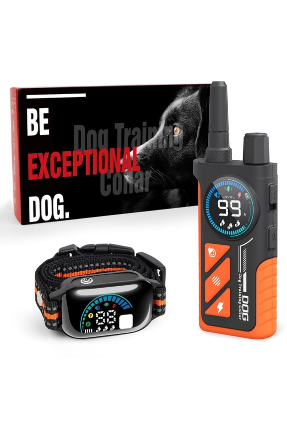 Dog Training Collar with Remote, 3 Training Modes with 124 Correction Levels, Dual LED Color Screen, IPX7 Waterproof Rechargeable E-Collar for Small Medium Large Dogs