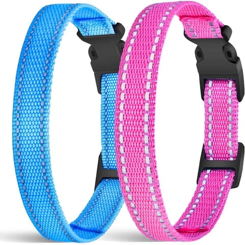 Paipaitek Shock Collar Replacement Strap, Reflective Adjustable Dog Replacement Collars Fits Most of Pet Fence and Bark Collars Receivers - Durable & Adjustable -2 Pack