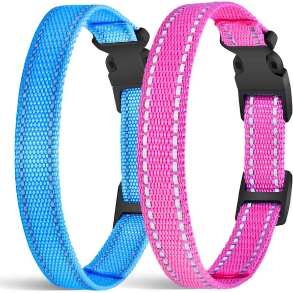 Paipaitek Shock Collar Replacement Strap, Reflective Adjustable Dog Replacement Collars Fits Most of Pet Fence and Bark Collars Receivers - Durable & Adjustable -2 Pack