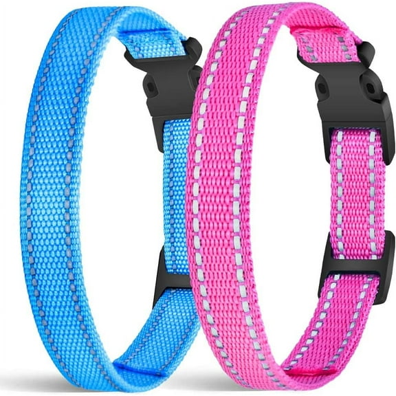 Paipaitek Shock Collar Replacement Strap, Reflective Adjustable Dog Replacement Collars Fits Most of Pet Fence and Bark Collars Receivers - Durable & Adjustable -2 Pack