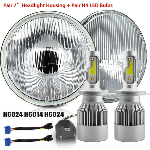 Pair 100W 7" Round LED Headlights High/Low Beam For Chevy C10 K10 K20 K5 1975-1980