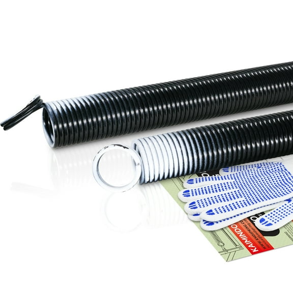 Pair of 110lb. Heavy Duty Garage Door Extension Springs Stretch Springs,25” Long, Double Loop Ends, High Precision Electrophoresis Black Coated,MIN 16,000 Cycles,for 7ft High Garage Doors Replacement