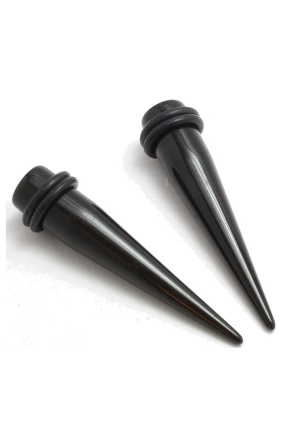 Pair 12G Black Ear Stretching TAPERS gauge expanders 2mm