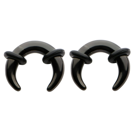 Pair 1g 7mm Black Steel Ear Plugs Tunnels Tapers Pinchers Horseshoes Gauges Septum