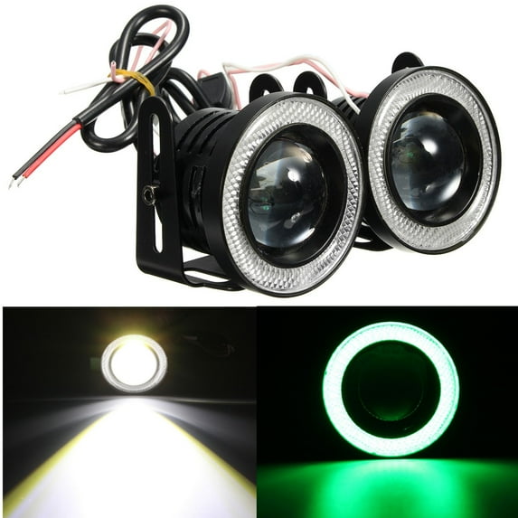 Pair 2.5'' 30W Car White Halo Fog Lights Angel Eyes Rings Projector COB LED Headlight Fog Light DRL