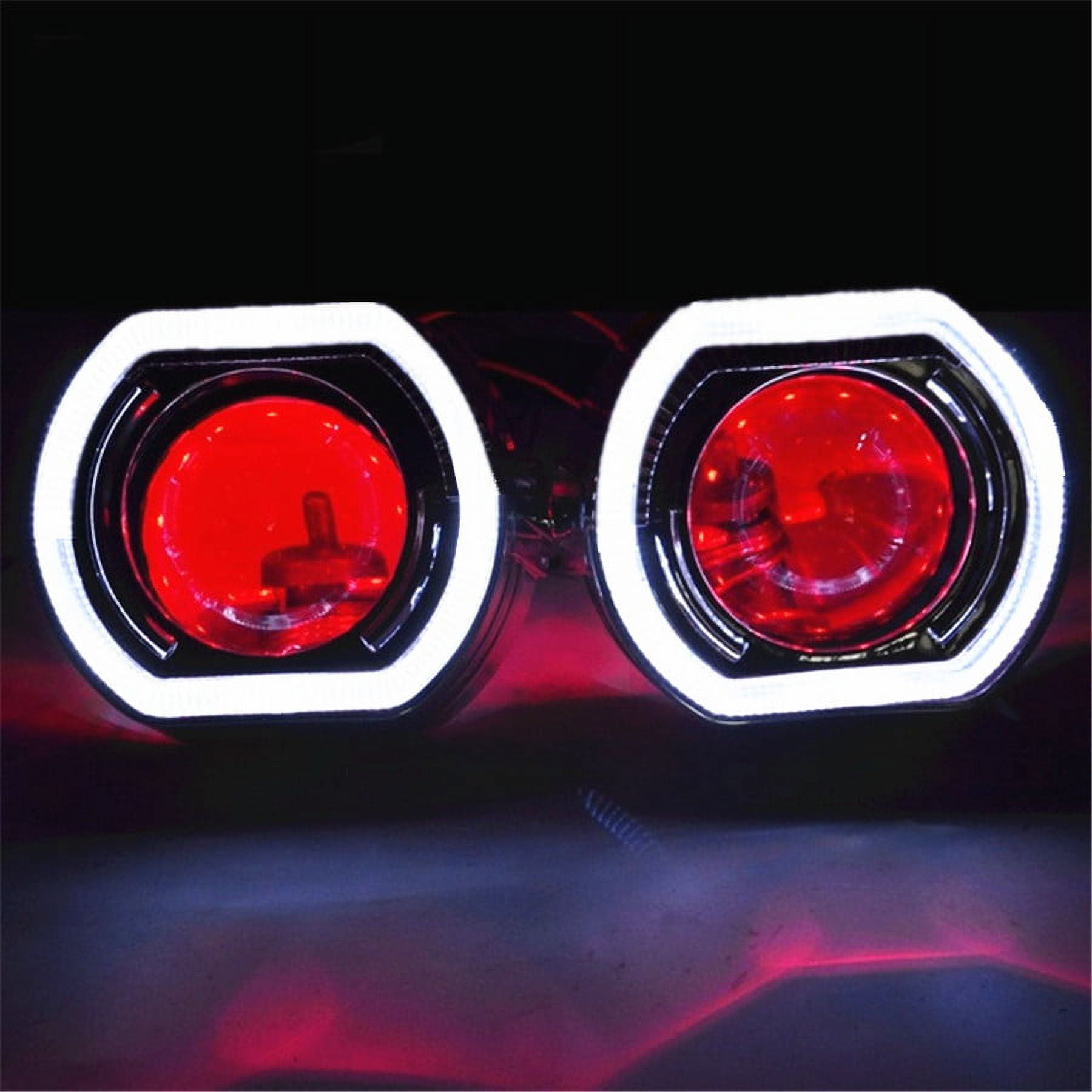 Pair 2.5 Angel Eye Red Devil Eye Halo DRL Bi Xenon Lens Car Projector  Headlight
