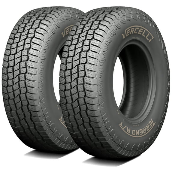 Pair of 2 (TWO) Vercelli Terreno A/T LT 265/70R17 Load E 10 Ply AT All Terrain Tires Fits: 2014-18 Chevrolet Silverado 1500 WT, 2010-21 GMC Sierra 1500 SLE