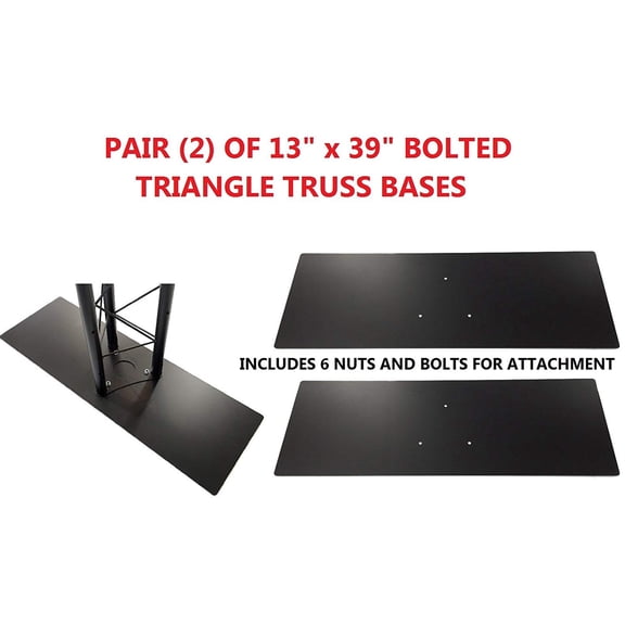 Pair (2) Two Black 13"x39" Metal Base For Bolted Triangle Trusses DJ Lighting