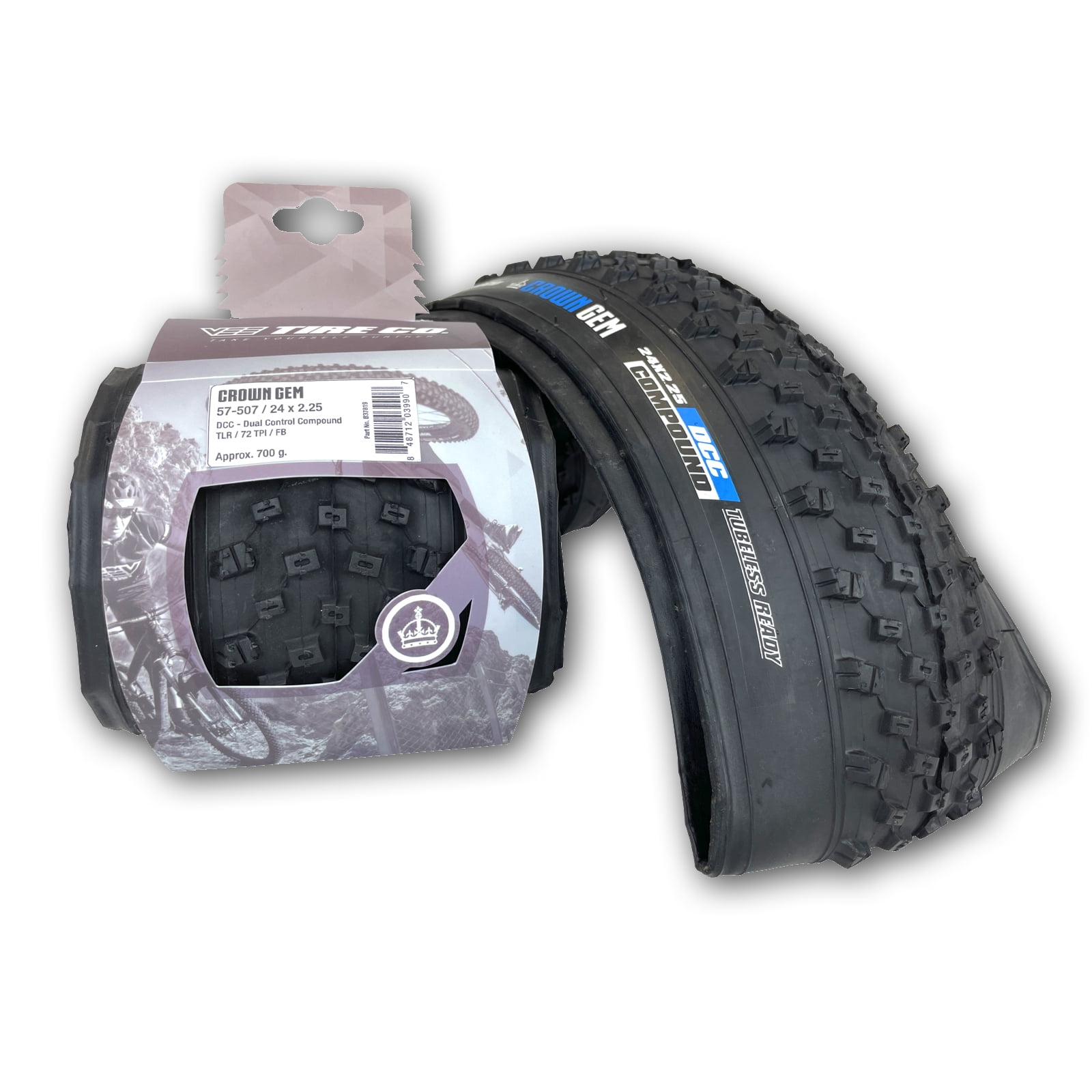 Pair - 2 Vee Tire Crown GEM 24x2.25 Folding Bead Bike Tires 57-507 Dual Compound