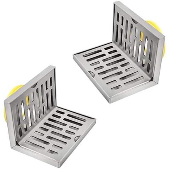 Pair of 304 Stainless Steel Wall Side Floor L-Shaped Drain Shower Balcony Wall Corner Floor Drain L- Shaped Horizontal Drainage for Bathroom Kitchen, 4.7 Inch Length$$Tools & Hardware Other