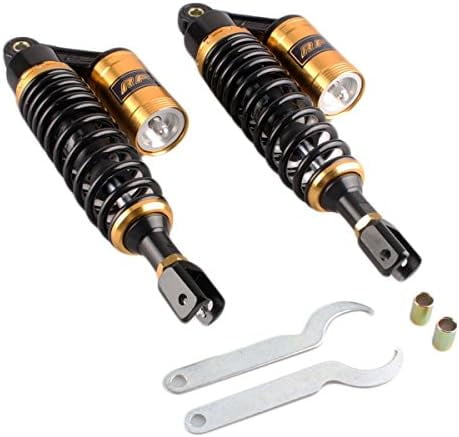 Pair 320mm Motorcycle Air Shock Absorbers Universal for HONDA for Suzuki for Yamaha for Kawasaki ATV Go Kart Quad Dirt Sport Bikes Black \u0026 Gold Eye To Clevis