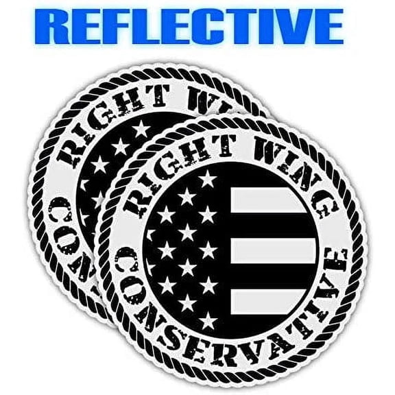 Pair | 3M Reflective Cool Round Design Worn Out US Flag Right Wing Conservative Decal Sticker Label | Hard Hat Decal, Helmet Sticker, Locker, Auto, Window, Laptop Decal Label (4 x 4 inch Each)