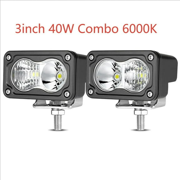 Pair 3inch 40W LED Cube Pods Spot Flood Combo White Auxiliary Driving Light Offroad ATV UTV Jeep
