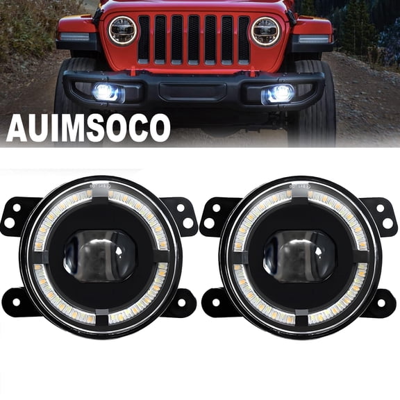 Pair 4" Inch Round LED Fog Lights Driving Lamps for Jeep Wrangler JK TJ LJ 2007-2018, Plug & Play High Power Super Bright