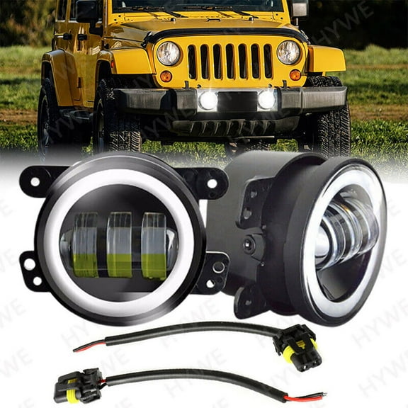 Pair 4" LED Fog Lights Front Bumper Driving Lamps DRL for Jeep Wrangler JK JL JT