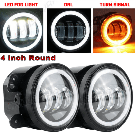 Pair 4 inch Round LED Fog Lights Bumper Driving Lamp Fit for Dodge Journey 2009-2018