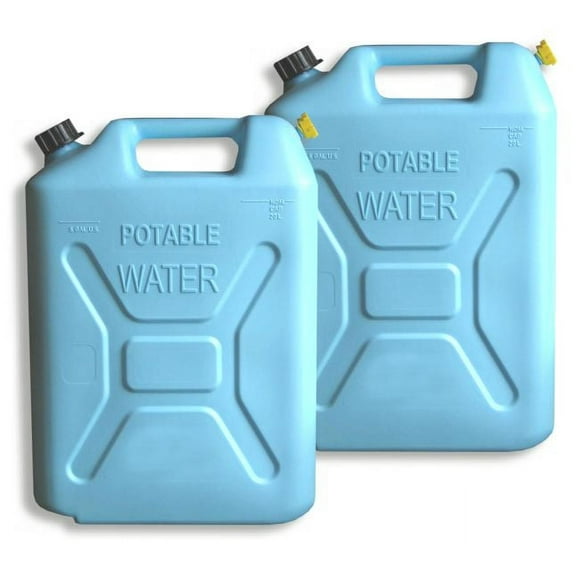 (Pair) 5 GALLON POLYETHYLENE WATER CANS (w/ nozzle) - BPA free!