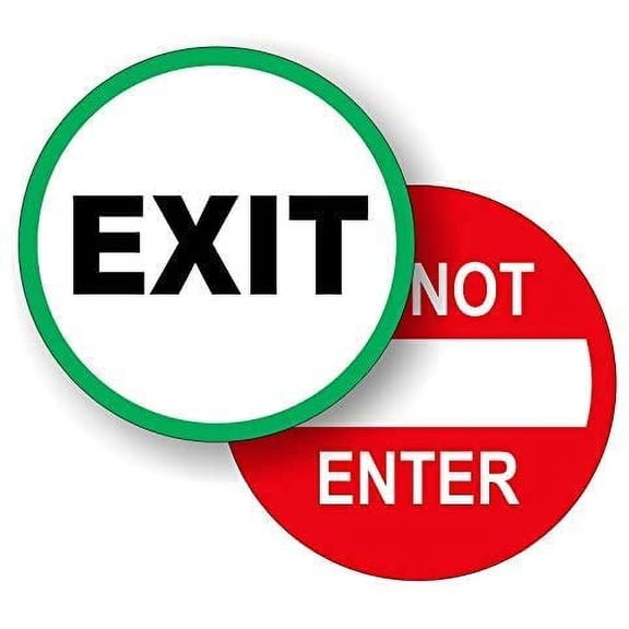 Pair of 5 inch Round EXIT and DO NOT Enter Vinyl Door Decals | Weatherproof Stickers | Glass Entry Labels | Glass Door Decals | Store Entry Labels (EXIT/DO NOT Enter)