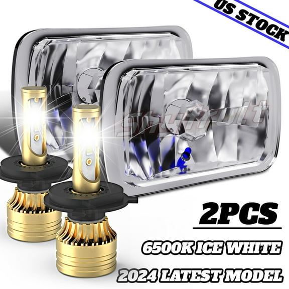 Pair 5X7" 7x6 LED Headlight Hi/Lo Beam DRL For Chevrolet Corvette 1984-1996, Diamond Crystal Clear Semi Sealed Beam Glass Lens Housing Headlights,H4 LED Bulbs,6000K Cool White