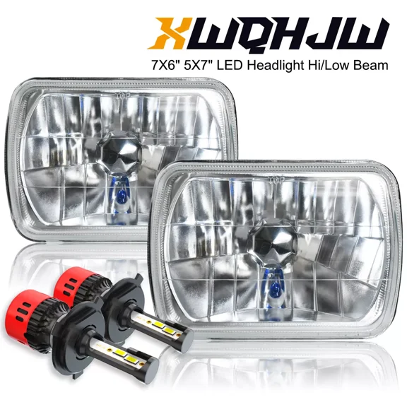Pair 5x7 7x6" LED Headlights Square Lamp Hi/Low Beam DRL For Jeep Cherokee XJ YJ