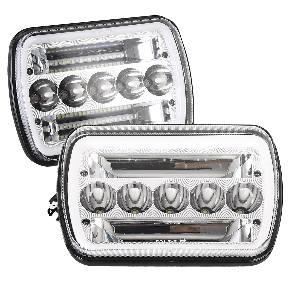 Clyictz 5X7 Pouces 7X6 Pouces Phare LED Hi-Lo Faisceau Halo DRL pour XJ Wrangler YJ