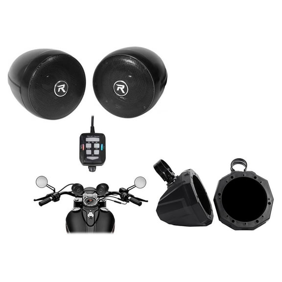 Pair 6.5" UTV Tower Speaker Pods+1.5" Clamps+Free Rockville Handlebar Speakers