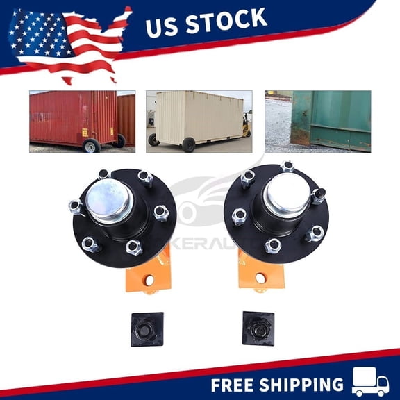 Pair 6X5.5 Lug 8000LB Shipping Container Wheels With Bolt-On Spindle Kit For Shipping Containers