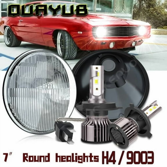 Pair 7" Inch Round LED Headlights Hi/LO Sealed Beam For Chevrolet Chevy Nova 1963-1978