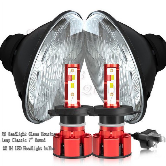 Pair 7" Inch Round LED Headlights Hi/LO Sealed Beam For Chevy C10 C20 C30 K10 G20