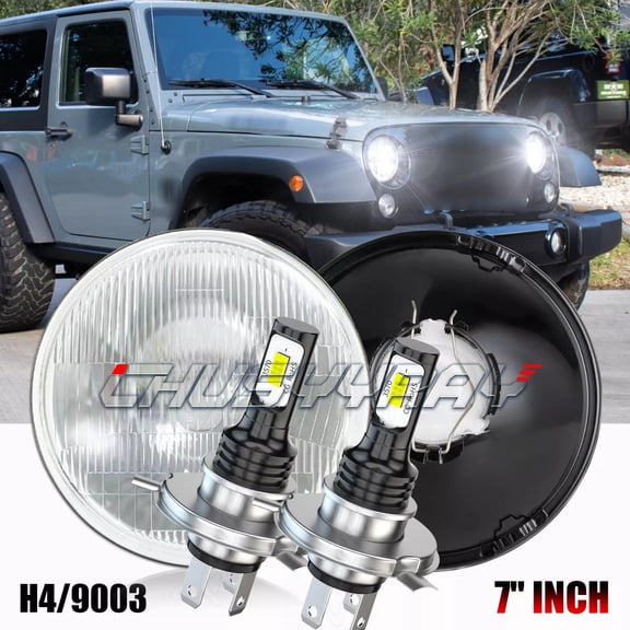 Pair 7" Inch Round LED Headlights High-LOW BEAM for Jeep Wrangler LJ TJ CJ JK