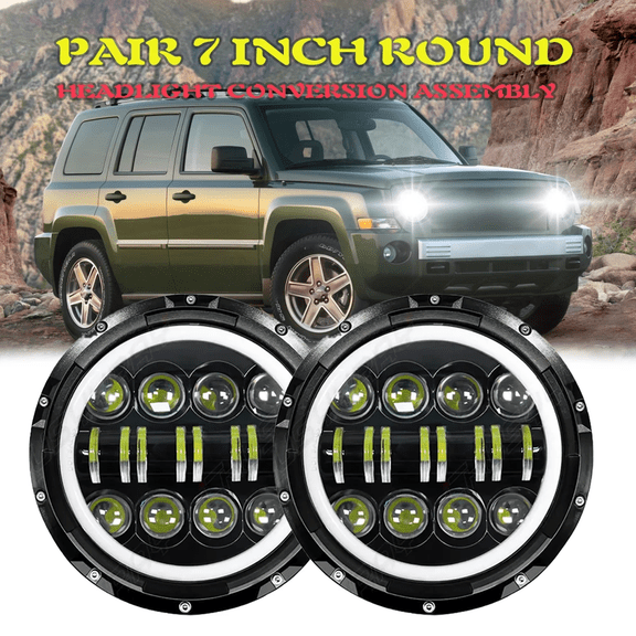 Pair 7" Inch Round LED Headlights High Low Beam H4 for Suzuki Samurai 1986-1995
