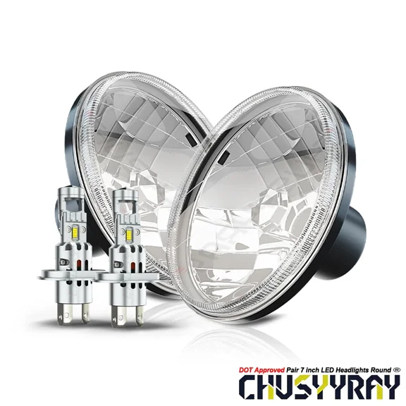 Pair 7" Inch Round LED Headlights for Jeep Wrangler JK 2007 2008 2009 2010-2017