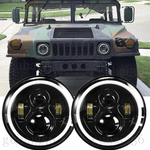 Pair 7" LED Headlights Fit Hummer Humvee m998 LMTV BMY M1045 M1078 M925 M35a2-2