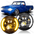 thumbnail image 1 of Pair 7" Round LED Headlight Hi-Lo Beam For Chevy C10/20/30 Pickup LUV Nova Vega, 1 of 7