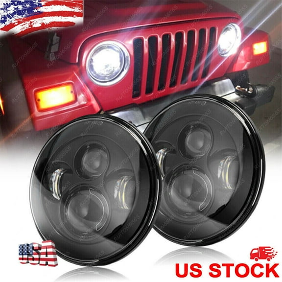 Pair 7'' Round LED Headlights High Low Beam for Jeep Wrangler JK TJ LJ CJ Trucks