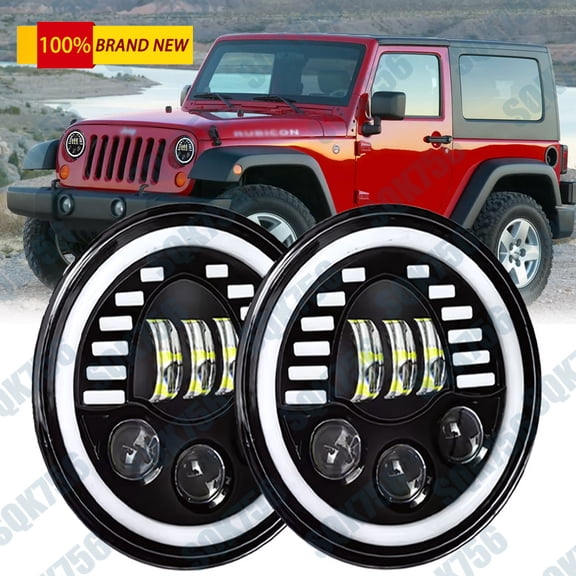 Pair 7" Round Led Headlights Hi/Low for Jeep Wrangler JK LJ TJ for Chevy C10 C20