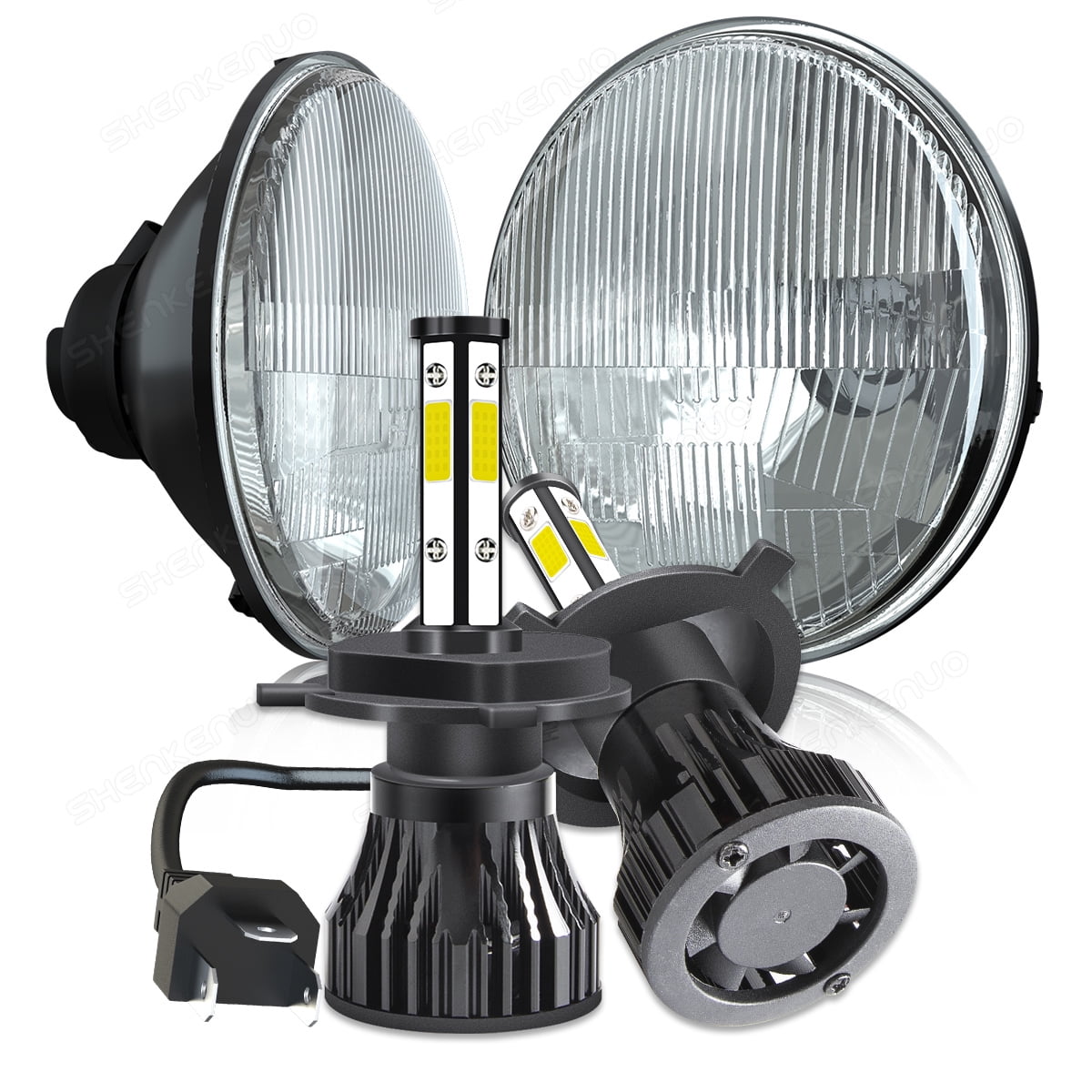 Truck-Lite 55000 7 Round LED Headlight Kit with PWM Adaptors by Rigid Industries for 07-18 Jeep Wrangler JK