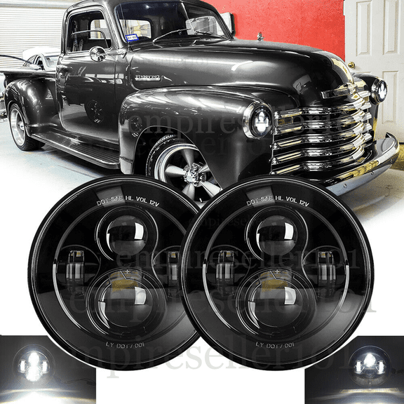 Pair 7" inch Round LED Headlight Hi/Lo Beam Projector fit Chevy Truck Camaro C10